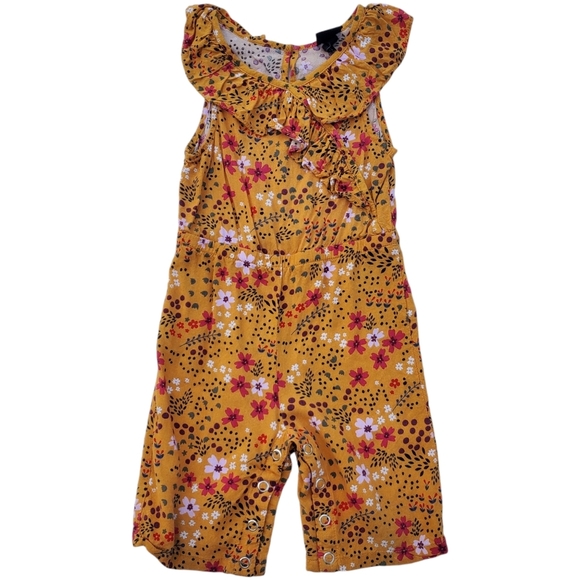 Art Class Romper Jumpsuit Sleeveless Mustard Floral Baby Girls 12 Months - Picture 1 of 5